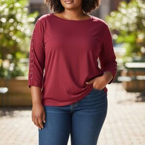 Ralph Lauren Red Boxy Buttoned Blouse XL